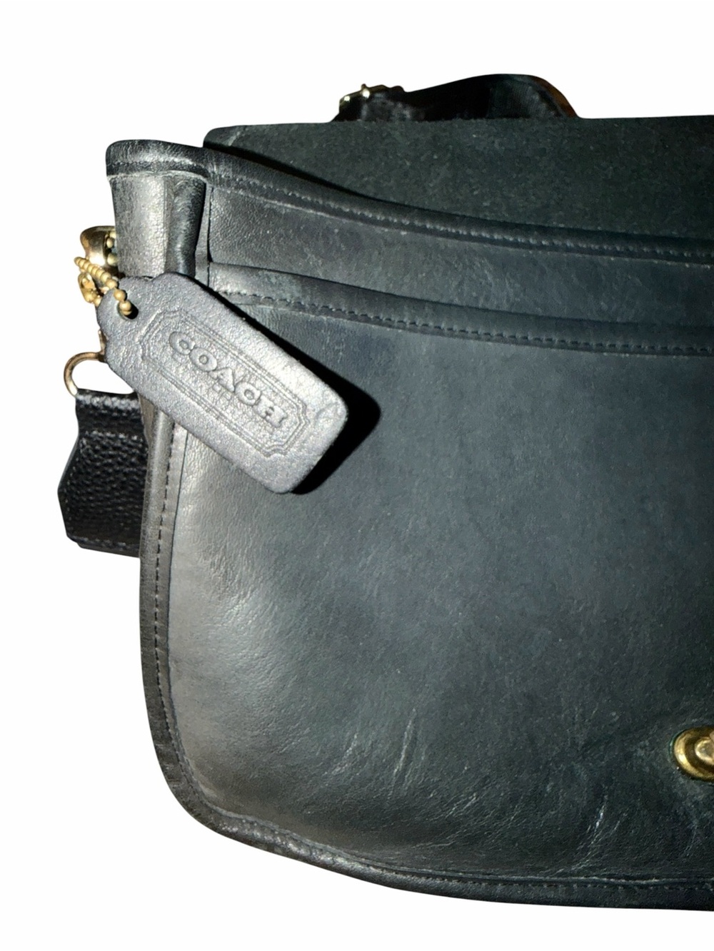 Vintage Coach Black Leather Push Lock Flap Crossbody Bag - Picture 4 of 8